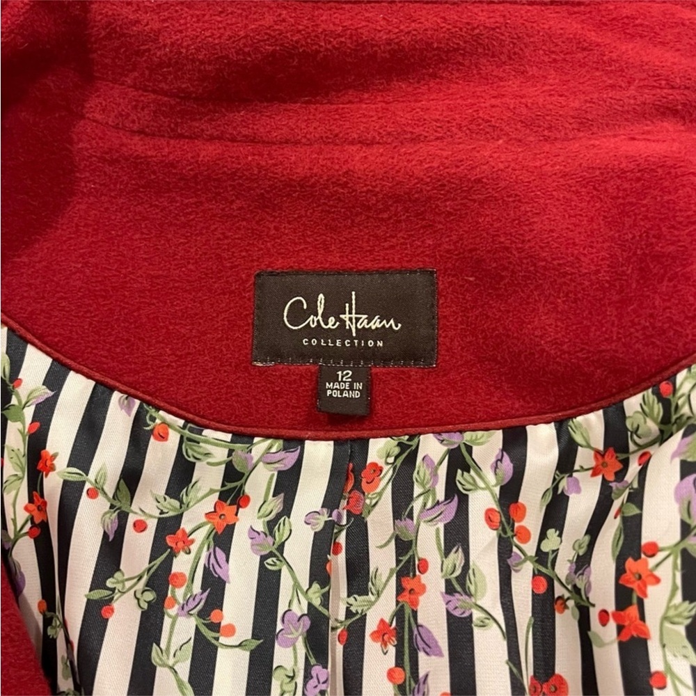 Cole Haan Women's Angora Rabbit Hair And Wool Red Coat - Size 12 - Picture 5 of 7